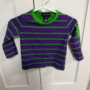 Ralph Lauren Kids Long Sleeve Shirt - Purple and Green Stripes